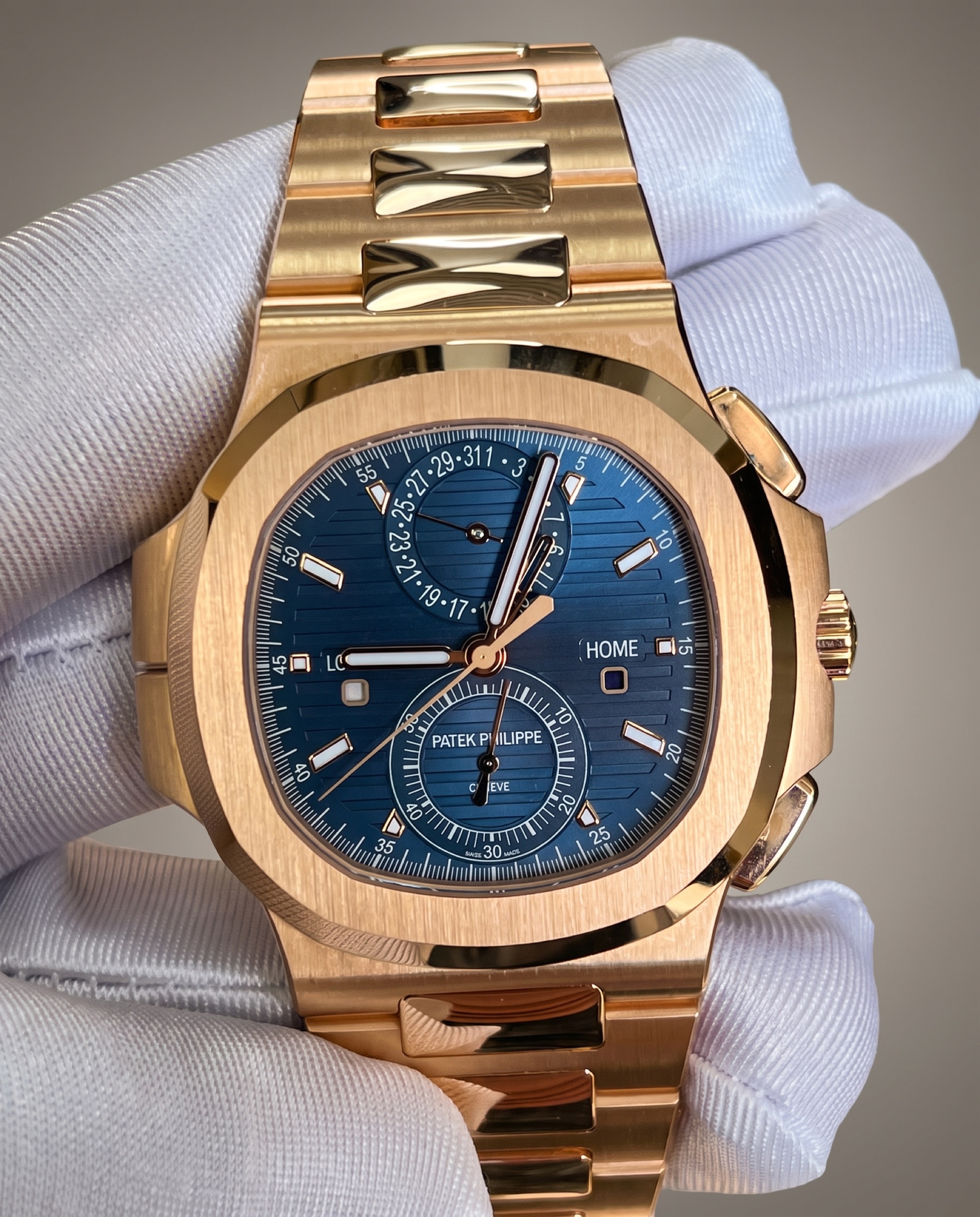 Patek Philippe Nautilus presented in white gloves